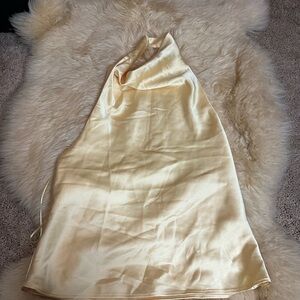 Zara Satin Top in Pale Yellow